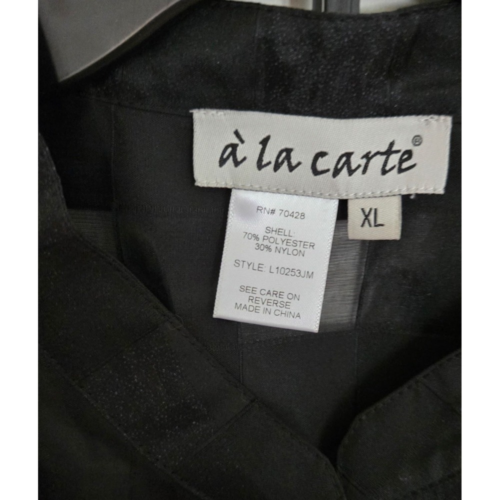 A La Carte Womens XL Black Sheer Striped Button Front Tie Cuff Blouse L10253JM - Picture 7 of 10